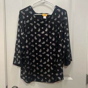 Ruby Rd. - Black 3/4 Sleeve Paisley Blouse